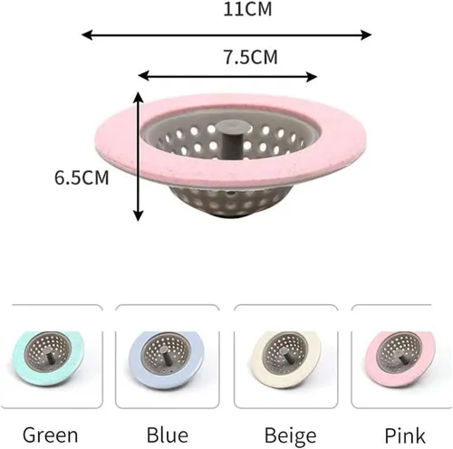 Miniatura 2 de Filtro de silicona para fregadero de baño, drenaje de ducha, colador de pelo de alcantarillado, 11 × 7,5 × 2.6 in, beige