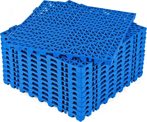 Miniatura 13 de ToLanbbt Cojín modular entrelazado 8P de 11.8 x 11.8 pulgadas, agujeros de drenaje de goma entrelazados antideslizantes para cubierta, ducha