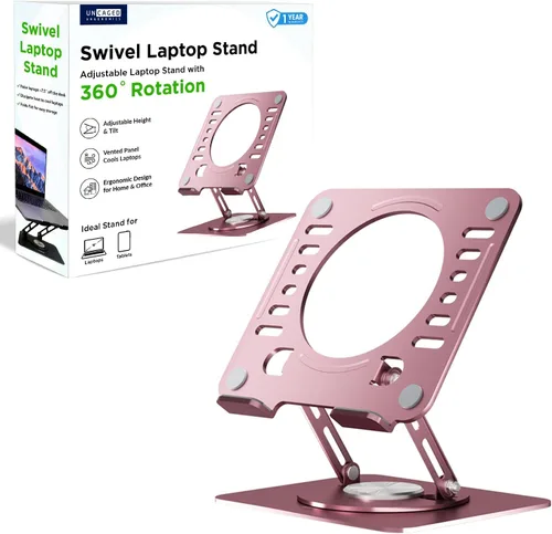 Miniatura 12 de Uncaged Ergonomics Soporte giratorio para computadora portátil, soporte ajustable para iPad para escritorio con rotación de 360°, soporte portátil