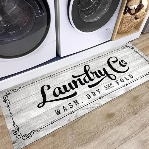 Miniatura 22 de KOZYFLY Alfombra Antideslizante para Lavandería de 20"x60", Alfombras de Cocina Lavables, Alfombra de Lavandería Impermeable, Alfombra para Marrón