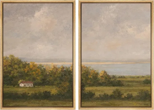 Miniatura 119 de SIGNWIN Lienzo enmarcado para pared, juego de arte sereno de paisaje de pantanos, ilustración rústica, arte moderno, minimalismo, decorativo