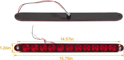 Miniatura 2 de Barra de luz impermeable sellada de 15 pulgadas, 11 LED, color rojo, para remolque, camión, caravana, freno, trasero