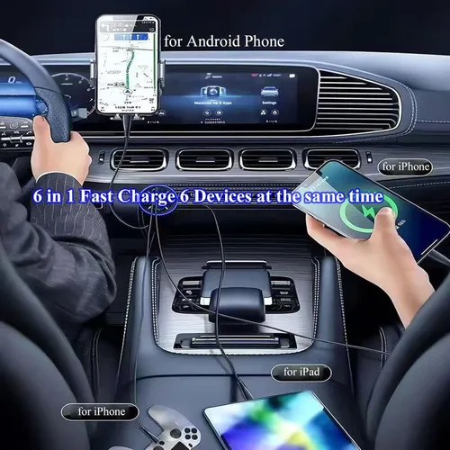 Miniatura 12 de Adaptador De Carga Súper Rápida USB C Para Coche Y Teléfono 6 En 1 Con Pantalla De Voltaje 250W Carga USB De Encendedor De Cigarrillos De Múltiples