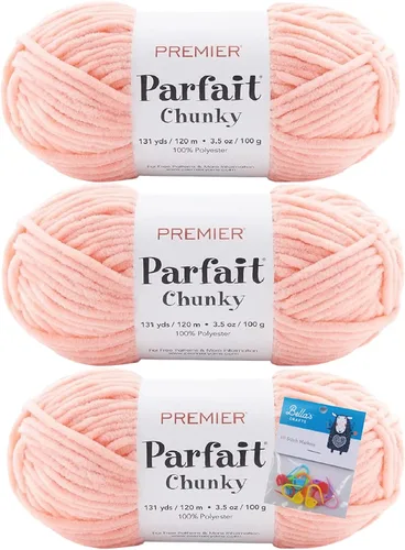 Miniatura 24 de Premier Yarns Parfait - Paquete de 3 unidades de felpilla gruesa de 3.5 onzas, peso supervoluminoso, paquete de 3 unidades con soportes para puntada