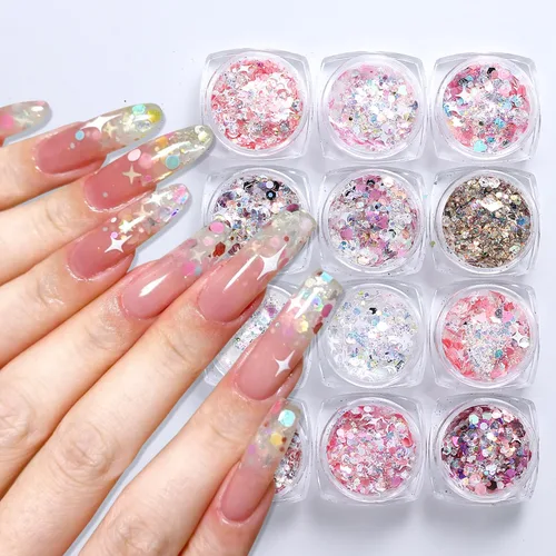 Miniatura 24 de Polvo de uñas cromado, efecto espejo, polvo metálico, 6 colores, bronce, marrón, negro, oro rosa, holográfico, purpurina cromada, pigmento en polvo