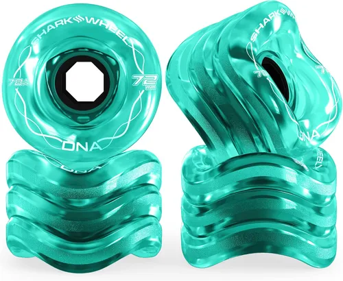 Shark Wheel Ruedas de crucero Longboard de 2.835 in, fórmula ADN, juego de 4 ruedas Esmeralda transparente.