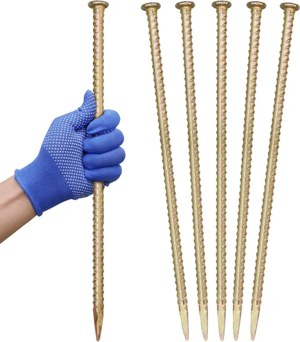 Estacas de barras de refuerzo de 16 pulgadas, anclajes de tierra de acero galvanizado de 1/2 pulgada de diámetro, estaca de jardín de soporte para