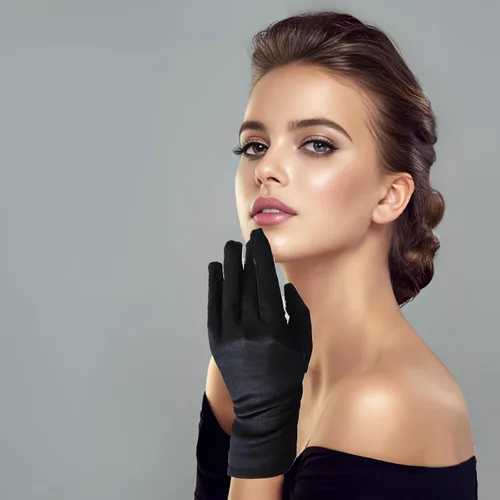 Miniatura 6 de Guantes cortos de satén, guantes de ópera de los años 20 para mujeres, vestido de noche elástico, para novia, boda, fiesta de té
