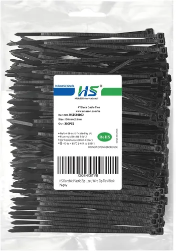 Miniatura 15 de HS Bridas de plástico duraderas de 4 pulgadas (paquete de 1000 unidades) pequeñas envolturas finas de nailon autobloqueantes de 18 libras para Negro