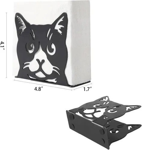 Miniatura 3 de Servilletero para mesa, servilleteros de metal para cocina, comedor, granja, cóctel, picnic, bar, rústico, moderno soporte para todas las Gato
