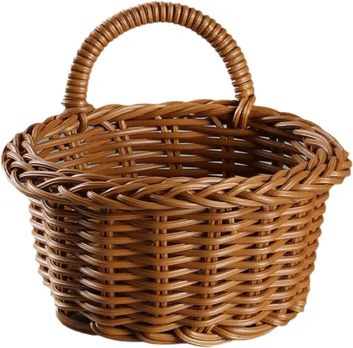 Miniatura 9 de Ochine Cesta de pared tejida colgante con asa, pequeño contenedor de almacenamiento para plantas, organización de oficina en casa y estante