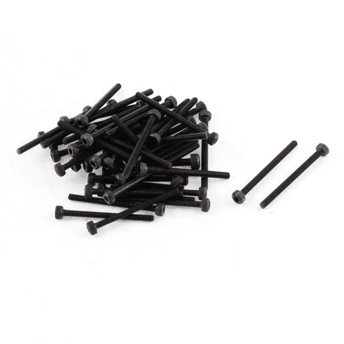 uxcell M2 x 0.984 in Acero Aleación Tornillos de máquina Tornillos de máquina Negro 50 Unidades