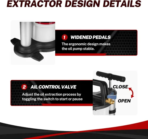 Miniatura 6 de BILITOOLS Bomba extractora de aceite neumática/manual de 9L, extractor de bomba de líquido de aceite al vacío, herramienta de cambio de aceite