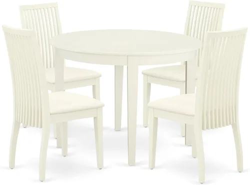Miniatura 8 de East West Furniture BOIP3-LWH-W - Juego de mesa de cocina de 3 piezas para espacios pequeños que contiene una mesa de comedor redonda y 2 sillas