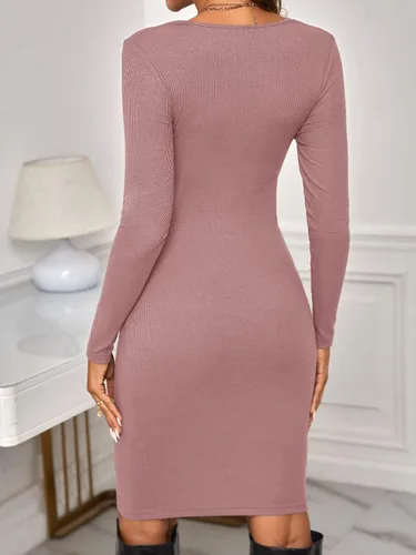 Miniatura 2 de Verdusa Vestido ajustado de maternidad con cuello redondo y manga larga para mujer