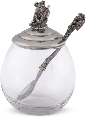 Miniatura 11 de Vagabond House Tarro de cristal de abeja de peltre con cuchara de 5 pulgadas de alto, 12 onzas