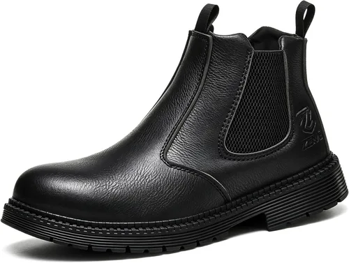 Miniatura 5 de Botas Chelsea unisex para adultos con puntera de acero, zapatos industriales de construcción para hombres, impermeables, ligeras, cómodas, botas