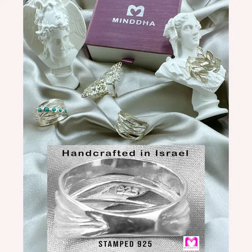 Miniatura 5 de Wrap Overlapping 925 Sterling Silver Ring with Turquoise - Wrap Around Silver Ring- Silver Turquoise Jewelry For Women- Silver Crisscross Rings
