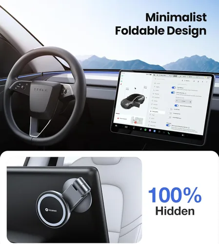 Miniatura 2 de VICSEED Soporte para teléfono Tesla. Potencia magnética más fuerte: soporte plegable oculto para teléfono Tesla compatible con todos los teléfonos