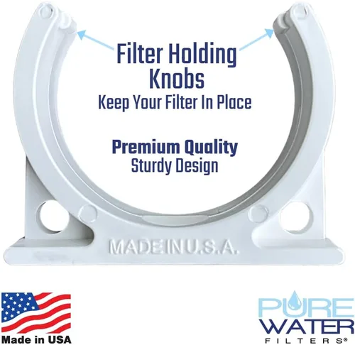 Miniatura 4 de Soporte de montaje para filtros de agua en línea (máquinas de hielo, refrigeradores, subfregadero) 2 pulgadas de diámetro con tornillo, blanco