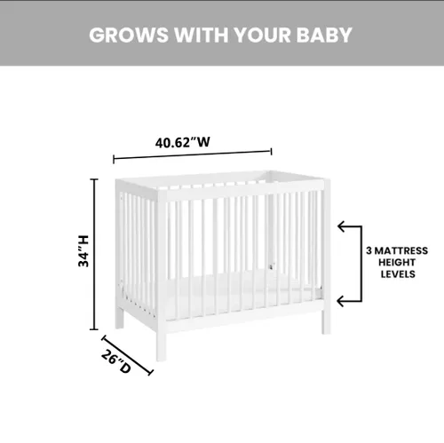 Miniatura 3 de Oxford Baby Essentials Island Mini cuna convertible 4 en 1 con husillos redondos, color blanco