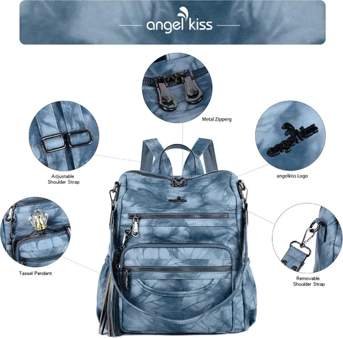 Miniatura 38 de Bolsos mochila monedero de piel sintética para mujer, bolsas con zíper, mochilas de hombro casuales