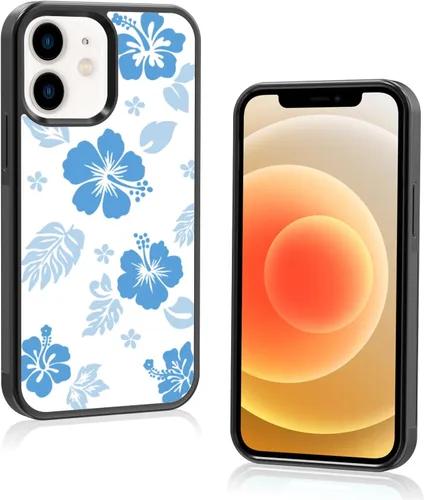 Miniatura 69 de Funda para iPhone 8 Plus y iPhone 7 Plus, linda funda Kawaii azul hibisco hawaiano floral estética floral para niñas preppy mujeres