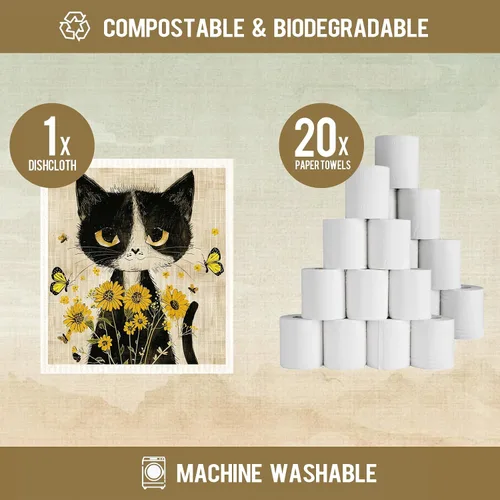 Miniatura 2 de Paños de cocina suecos para cocina, paños de esponja de celulosa, toallas de papel reutilizables que no rayan, trapos de cocina biodegradables