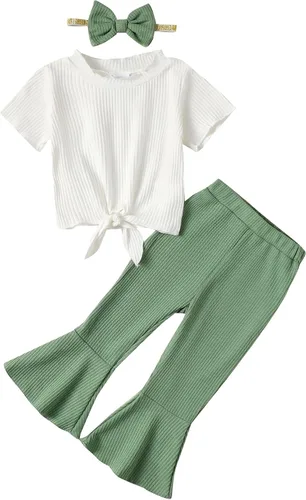 Miniatura 57 de Kucnuzki Conjunto de ropa para bebé niña pequeña, camisa de manga con volantes, pantalón floral, ropa de otoño e invierno para niña