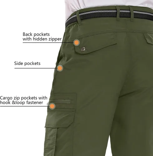 Miniatura 4 de Pantalones cortos de senderismo para hombre, de secado rápido, ligeros, transpirables, para exteriores, de carga.