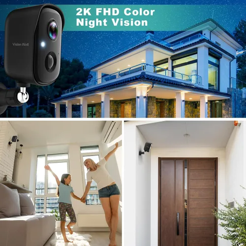 Miniatura 9 de Cámaras de seguridad inalámbricas para exteriores, 2K alimentadas por batería con detección de movimiento AI, foco, alarma de sirena, WiFi, cámara