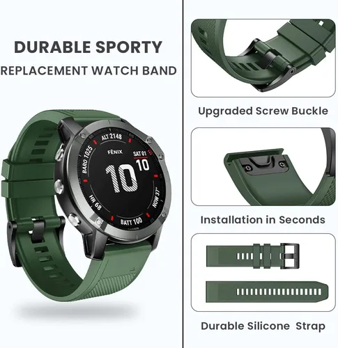 Miniatura 4 de ANCOOL Correa de reloj para Fenix 7X/Fenix 6X/Fenix 5X/Fenix 8 de 1.96 pulgadas, bandas de ajuste rápido de 1.024 in, compatibles con reloj