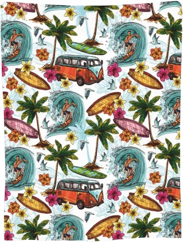 Miniatura 9 de Manta retro con palmeras marinas hawaianas, manta de franela súper suave, cómoda y acogedora, manta ligera para sala de estar y dormitorio, 40 x 30