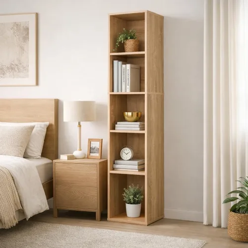 Miniatura 6 de Estantería de escalera, estantería de 3 niveles, estantería pequeña para espacios pequeños, estantería de madera y metal, estantería de escalera