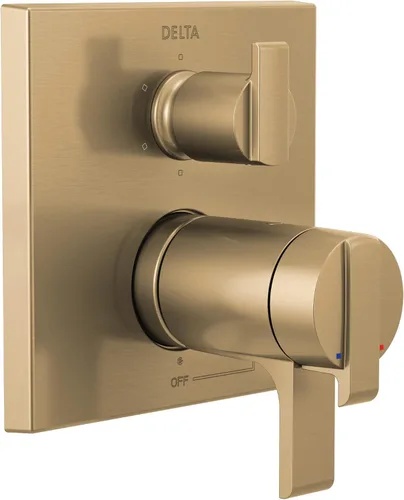 DELTA FAUCET T27T967-CZ Angular Modern TempAssure Serie 17T Válvula de ducha integrada de 6 ajustes con desviador, bronce champán
