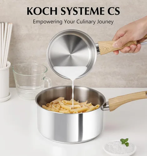 Miniatura 7 de KOCH SYSTEME CS Juego de cacerolas de acero inoxidable, 6 macetas de acero inoxidable 18/10 con tapas, 1 cuarto de galón, 2 cuartos de galón, 3