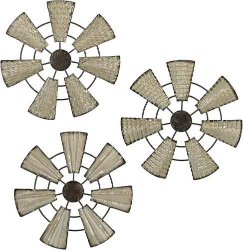 Miniatura 13 de Briful Juego de 3 decoraciones de pared doradas de 30 cm de metal con diseño de estrellas radiantes, placa radial, arte de pared moderno