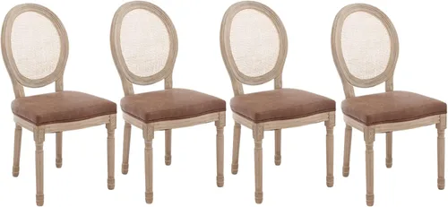 Miniatura 14 de Kmax Sillas de comedor estilo granja, patas de madera marrón, elegantes sillas de cocina copetudas, sillas de dormitorio francesas desgastadas