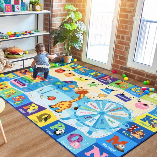 Miniatura 20 de Alfombras infantiles lavables para sala de juegos, alfombras de aprendizaje educativas y divertidas con formas de animales del alfabeto ABC