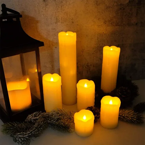 Miniatura 2 de Velas parpadeantes sin llama que funcionan con pilas (batería incluida) con temporizador de 6 horas, juego de 6 velas LED de cera goteante