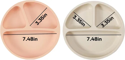 Miniatura 3 de PandaEar Paquete de 2 placas de succión divididas de silicona con 2 cucharas, 2 tenedores para bebés y niños pequeños, suministros de destete