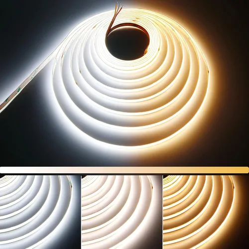 Miniatura 11 de GOMING 24V 10M(32.8ft) 3Pin 8mm Width CCT COB LED Strip 2700K-6500K Tunable White 576LED/M CRI 93+ Flexible IP20 Not Waterproof LED Tape Lights for