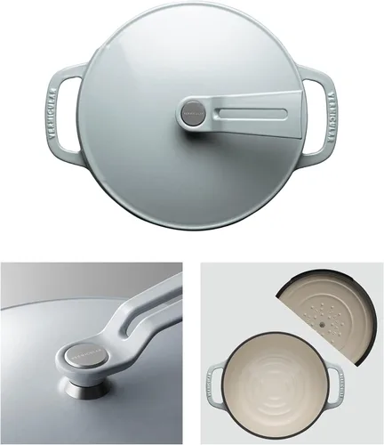 Miniatura 2 de Olla para Horno Holandés Vermicular 2.0 Olla de Hierro Fundido Esmaltada Ligera 18cm (2 qt) No Tóxico Compatible con Inducción Horno Gris