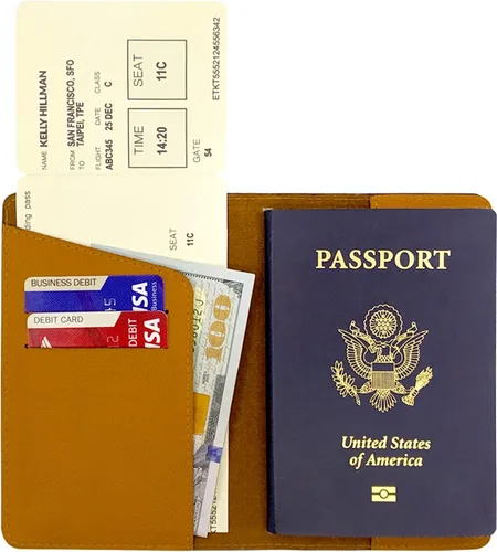 Miniatura 3 de Funda protectora para pasaporte personalizada con diseño de cartera de viaje emitida por CDC, Cartera Rfid