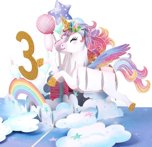 Miniatura 8 de Liif Tarjeta de feliz cumpleaños de 2º cumpleaños de unicornio, tarjeta de cumpleaños desplegable para niños de 2 años para niños, niñas, niños no.2