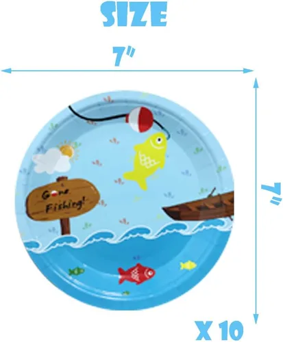 Miniatura 4 de The Big One - Vajilla de fiesta de 40 piezas, platos de pesca de 9 pulgadas, platos de aliados de peces de 7 pulgadas, servilletas de 7 pulgadas