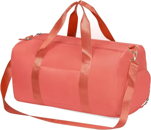 MABROUC Bolsa de lona para mujer, bolsa deportiva de gimnasio con bolsillo húmedo y compartimento para zapatos, bolsa de viaje para fines de semana