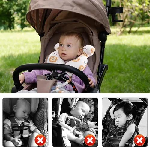 Miniatura 4 de vocheer Almohada de viaje para bebé (mejorada), almohada de apoyo para cabeza y cuello para cochecito, asiento de automóvil, cochecito, gorila, León
