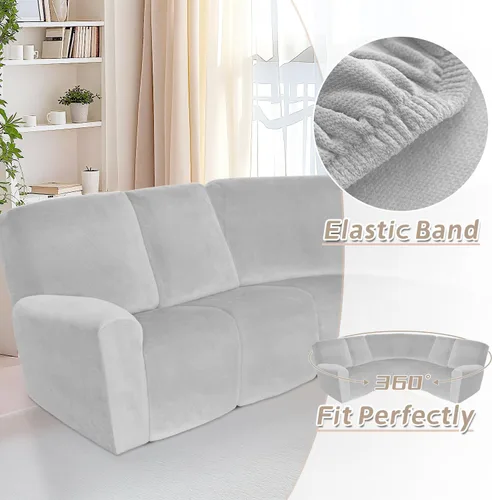 Miniatura 576 de Arfntevss Fundas de sofá seccional reclinable de terciopelo, Funda de sofá seccional de esquina para sofá reclinable, Funda elástica suave