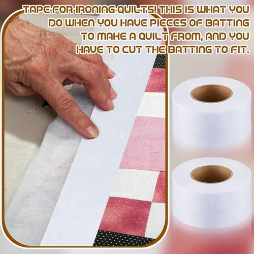 Miniatura 6 de Treela 2 Rolls Fusible Batting Tape for Quilting White Seam Tape for Art Quitting Batting Sewing(1.5 Inches X 20 yd)
